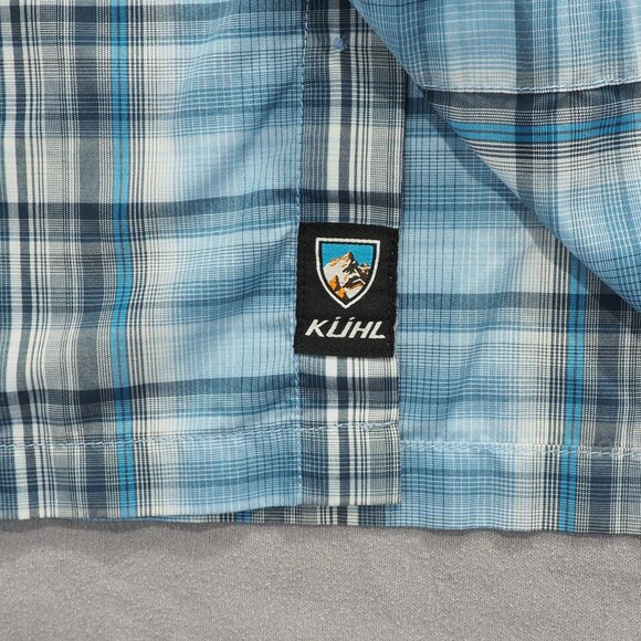 Kuhl Shirt Mens Large Blue Tartan Plaid Eluxur Outdoor Hike Preppy Flap Pockets - Picture 8 of 11